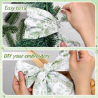 Whaline 2 Pcs Green Flower Wreath Sash for Front Door Chinoiserie Floral Garland Ribbon for Holiday Party Home Decor Indoor Outdoor