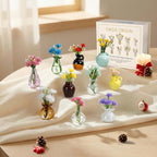 Hand-Blown Mini Vase Magnets for Fridge, Set of 10 Artisan Glass & Ceramic Bud Vases, Each One Unique, Tiny Garden Decor Gift for Mom, Teachers & Coworkers