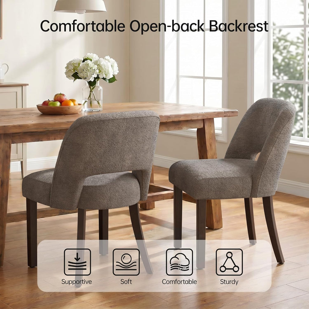 Usaint Wooden Dining Chairs Set of 6, Modern Upholstered Dining Room Chair Kitchen Chairs with Ergonomic Curved Backrest for Kitchen and Restaurant, Brown