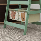 Art Easel for with Paper Roll, 3 in 1 Toddler Painting Easel with Blackboard, Whiteboard, Storage Baskets, Green LB862