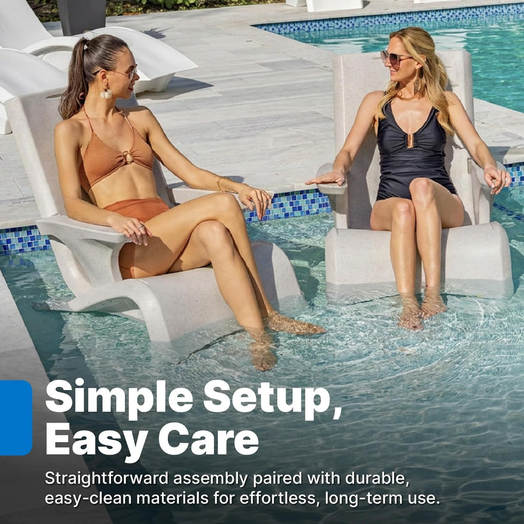 Step2 Vero Adirondack Chair, in Pool or Patio Lounge Seat for 9-inch Sun Shelves, Grey with Speck