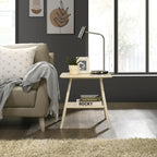 Roundhill Furniture Arona Mid-Century Modern Wood Shelf End Table, Off-White Finish