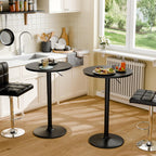 Furmax Bistro Pub Table Height Adjustable Round Bar Table 27.4-36 Inches, 360°Swivel Cocktail Table for Dining Room, Party, Café (1, Black)