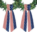 2pcs Patriotic Wreath Sash for Front Door Red White Stripe Wreath Satin Sash Star Garland Ribbon Accessories for Wreath Yard Doorway Indoor Outdoor Bow Bridal Shower Home Decor,5.1 x 54.3
