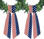 2pcs Patriotic Wreath Sash for Front Door Red White Stripe Wreath Satin Sash Star Garland Ribbon Accessories for Wreath Yard Doorway Indoor Outdoor Bow Bridal Shower Home Decor,5.1 x 54.3