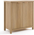 OAKHAM HOME Fluted Cabinet, Modern Sideboard Buffet Cabinet with Storage Credenza with Doors & Shelves Media Console Accent for Entryway Hallway Dining Room Living Room Golden Oak