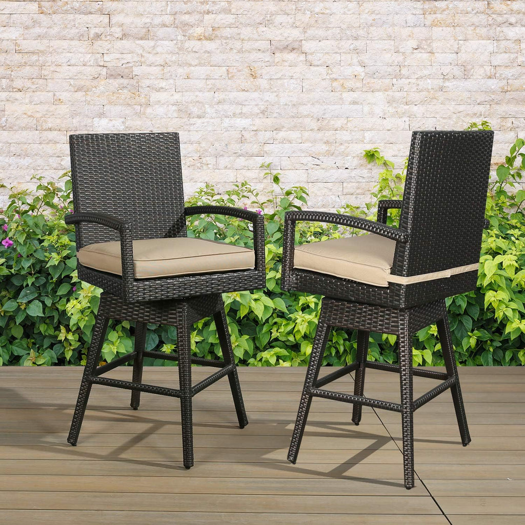 Ulax Furniture Outdoor Wicker Bar Height Stools