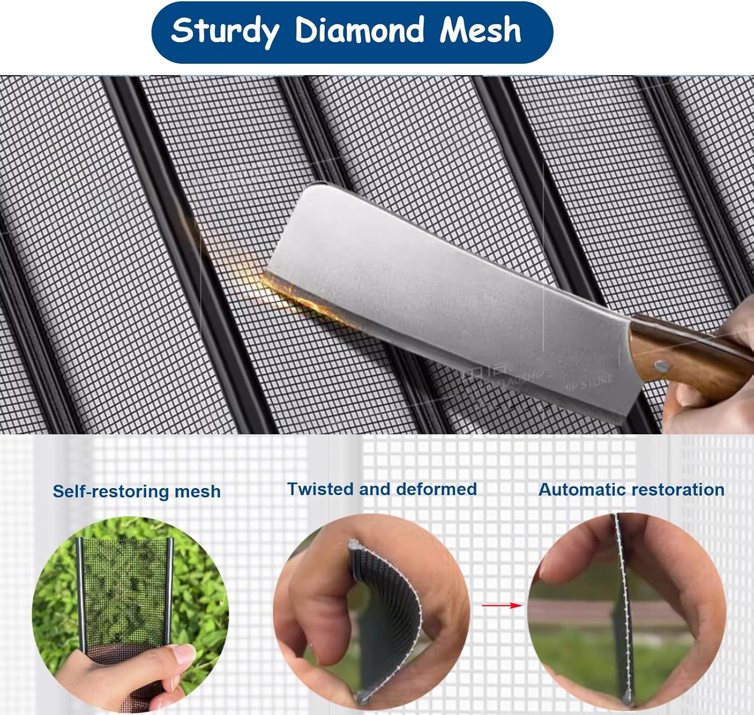 Mesh Sliding Folding Door with Lock & Key, Aluminum Frame Interior Accordion Doors for Exterior, Vented Room Divider Foldable Retractable Screen Gate(75x80in(191x203cm))