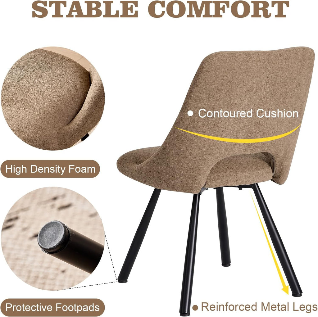 Dining Chairs Set of 4, Modern Boucle Upholstered Kitchen Chairs [Cut-Out Design] for Dining Living Room Restaurant