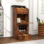 Verano Garden Potato Storage Bin, Wood Bread Box with Lid, Farmhouse Potato and Onion Storage Bin with Mesh Doors, Fruit and Vegetable Storage Rack with Removable Drawer (Rustic Brown, 16.0")
