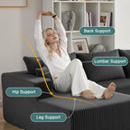 Weture 121''Modular Sectional Sofa with 2 Ottoman, Boneless couches for Living Room Furniture, Comfort U Shaped Sofa, Deep Seat Corner Couch, No Assembly Required（Gray, Corduroy）