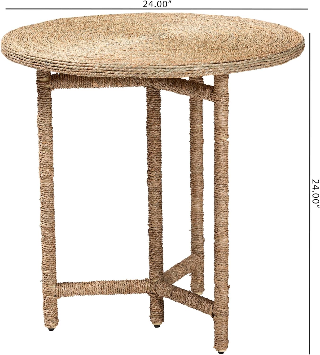 bali & pari Fumito Handwoven Seagrass End Table - Round Boho Side Table