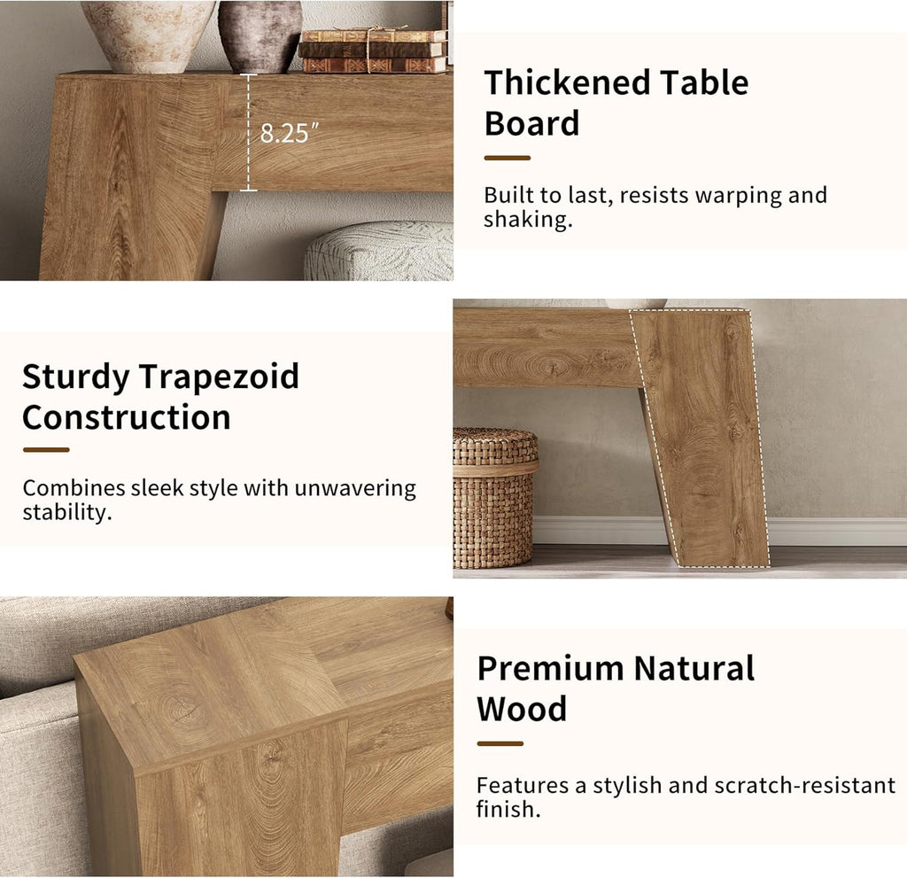 Epecoya Extra Long Sofa Console Table for Entryway, 78-Inch Large Farmhouse Wood Behind Couch Table, Modern Accent Entrance Table for Foyer Living Room Hallway Home, Natural Oak Brown