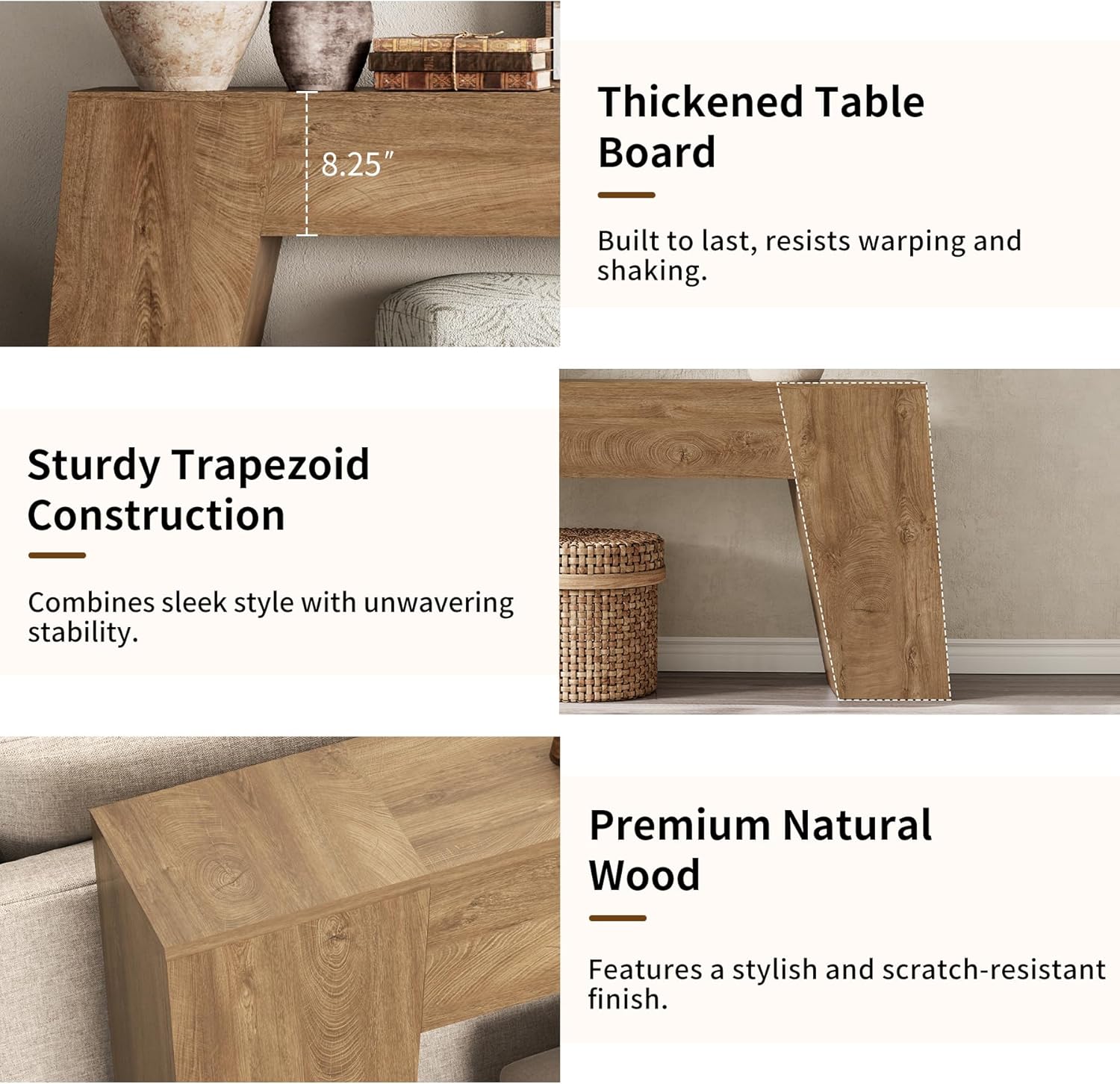 Epecoya Extra Long Sofa Console Table for Entryway, 78-Inch Large Farmhouse Wood Behind Couch Table, Modern Accent Entrance Table for Foyer Living Room Hallway Home, Natural Oak Brown