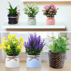 Cindeer Large Artificial Potted Flowers Fake Potted Plants Plastic Faux Flowers for Home Decor Indoor Artificial Plants in Pots for Wedding Home Desk Tabletop Outdoor Office Kitchen (4 Pcs,Rustic)