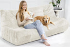 Bean Bag 3-Seater Chair Big Sofa Beanbag Chair for Adults Fireside Chair Bean Bag Lounger with Memory Foam Filled for Home,Apartment or Gaming Venue（Beige Plush）