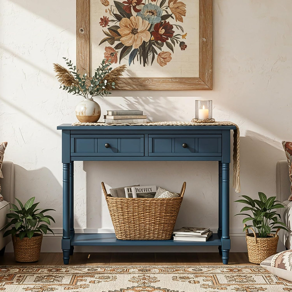 P PURLOVE Narrow Console Table with Drawer,Small Entryway Table Foyer Table for Living Room