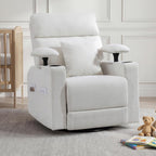 FiveWillowise 360° Rocker Recliner Chair with Adjustable Armrest&Headrest | Oversized Manual Nursery Glider with Cup Holder,Swivel Rocking Chairs for Breastfeeding,Living Room,Bedroom,Beige