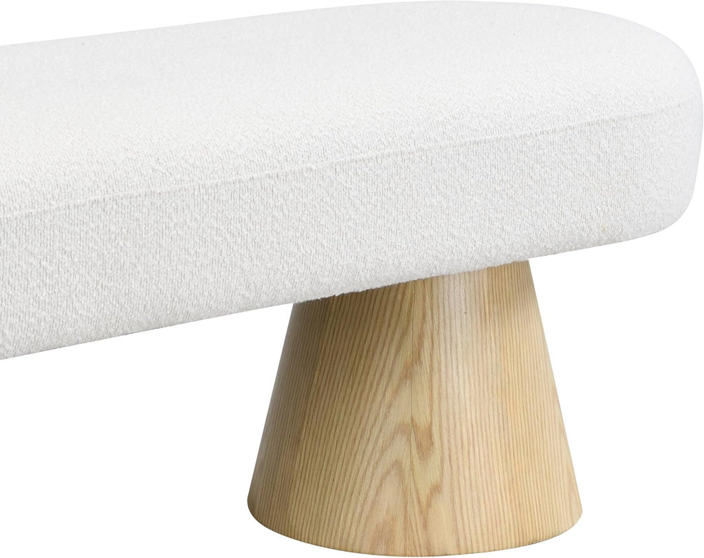 64" L Upholstered Dining Bench with Boucle Fabric and Wood Legs, 300 lb Weight Capacity, Entryway Bench for Dining Room, Bedroom End of Bed, Living Room (Beige)