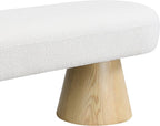64" L Upholstered Dining Bench with Boucle Fabric and Wood Legs, 300 lb Weight Capacity, Entryway Bench for Dining Room, Bedroom End of Bed, Living Room (Beige)
