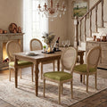 SoarFlash French Dining Chairs Set of 4, Vantage Dining Chair with Round Back, Wood Leg Farmhouse Country Rattan Dining Chair for Kitchen,Bedroom,Olive Green