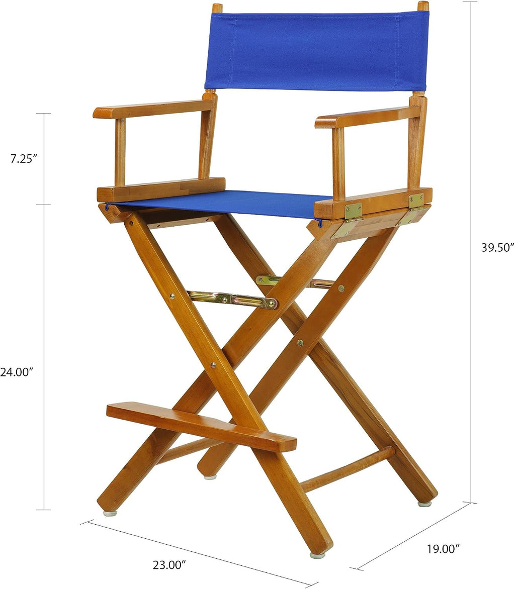 Casual Home 24" Director's Chair Honey Oak Frame-with Royal Blue Canvas, Counter Height