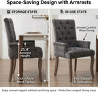 Upholstered Dining Chairs with Arms, Tufted Chenille Kitchen Chairs with Arms, Modern Farmhouse Armchair with Nailhead Trim for Dining Room, Home Office (Gray, 1 Pack)