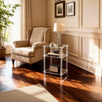 Acrylic Side Table Clear 3-Tier End Table for Living Room, Office, Hallway, Bedroom,Bathroom (Clear, Nomal)