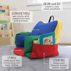 FDP SoftScape Relax-N-Read Bean Bag Chair with Supportive Back Rest and Storage Pockets, Flexible, Portable, Alternative Seating for Toddlers, Preschoolers, and Kids - Assorted, 10475-AS