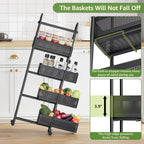 KINGRACK Slim Storage Cart with Drawer, 5-Tier Rolling Utility Cart on Wheels, Narrow Metal Cart for Space Save, Easy Assembly for Kitchen Cart, Craft Cart, Laundry, Bathroom, Nursery Organizer