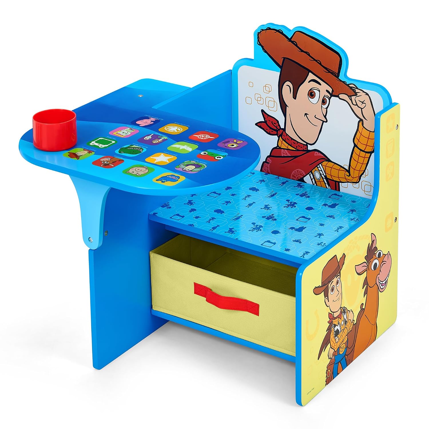 Delta Children Chair Desk with Storage Bin, Toy Story 5 | Kids Chair Desk Includes Fabric Storage Bin and Cup Holder, Low to the Ground for Easy Access, Ideal for Toddlers/Kids Age 3+