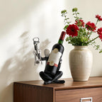 XINXUAN Abstract Wine Bottle Holder Home Decor, Resin Hollow-Out Design Decorative Wine Rack (Gradient Black)