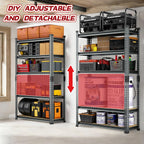 Garage Shelving Heavy Duty, 2450LBS Metal Storage Shelves 5 Tier, Adjustable Shelving Unit 36" W x 12" D x 72" H, Boltless Garage Storage Rack for Garage Basement, Pantry, Warehouse 1Pcs