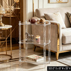 3 Tier Clear Acrylic Table, Accent Furniture for Living Room, Bedroom Clear Nightstand Side End Tables 12" D x 19" W x 28" H