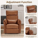 MELLCOM Power Recliner Rocking Chair with Adjustable Arms and Headrest, Swivel Electric Glider Reclining Nursing Chair Nursery Gliders with USB Port and Storage Bags, FSC Certified(Leather, Brown)