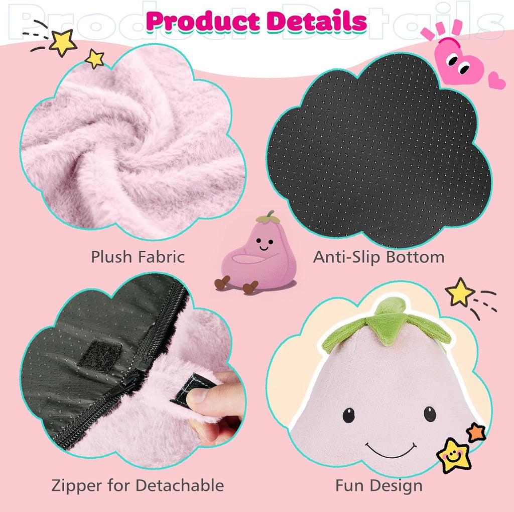 DUMOS Kids Bean Bag Chair, Stuffed Toddler Couch with Faux Rabbit Fur Cover for Teens & Kids, Comfy Lazy Sofa Chair for Reader, Living Room, Bedroom, Aged 4-12 Years, 31 Inch, Pink