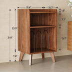 Record Player Stand, Turntable Stand with Record Storage and Charging Station & USB Ports, Record Player Table with Metal Divider, Record Stand Up to 160 Albums for Living Room, Bedroom Walnut