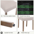 Upholstered Dining Chair Modern Stylish Parsons Kitchen Diner High Back with Silver Nailhead Trim & Wood Legs, Set of 4, Fabric Beige