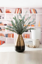 ANDALUCA Decorative Metal Vase with Hammered Rustic Bronze Ombre Finish 12in