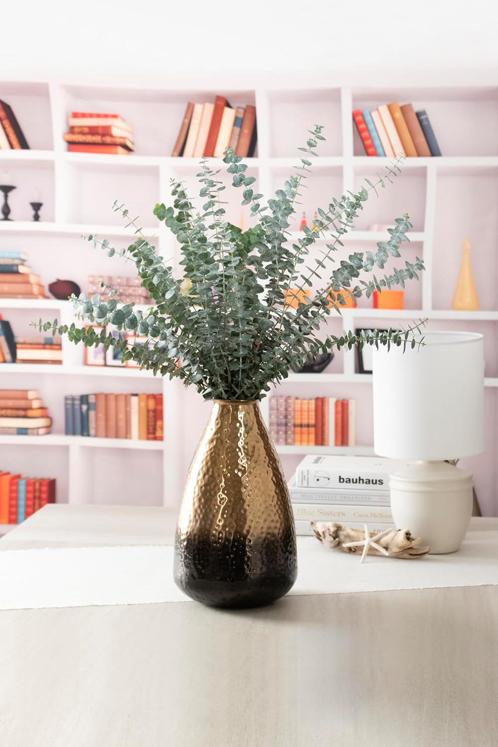 ANDALUCA Decorative Metal Vase with Hammered Rustic Bronze Ombre Finish 12in