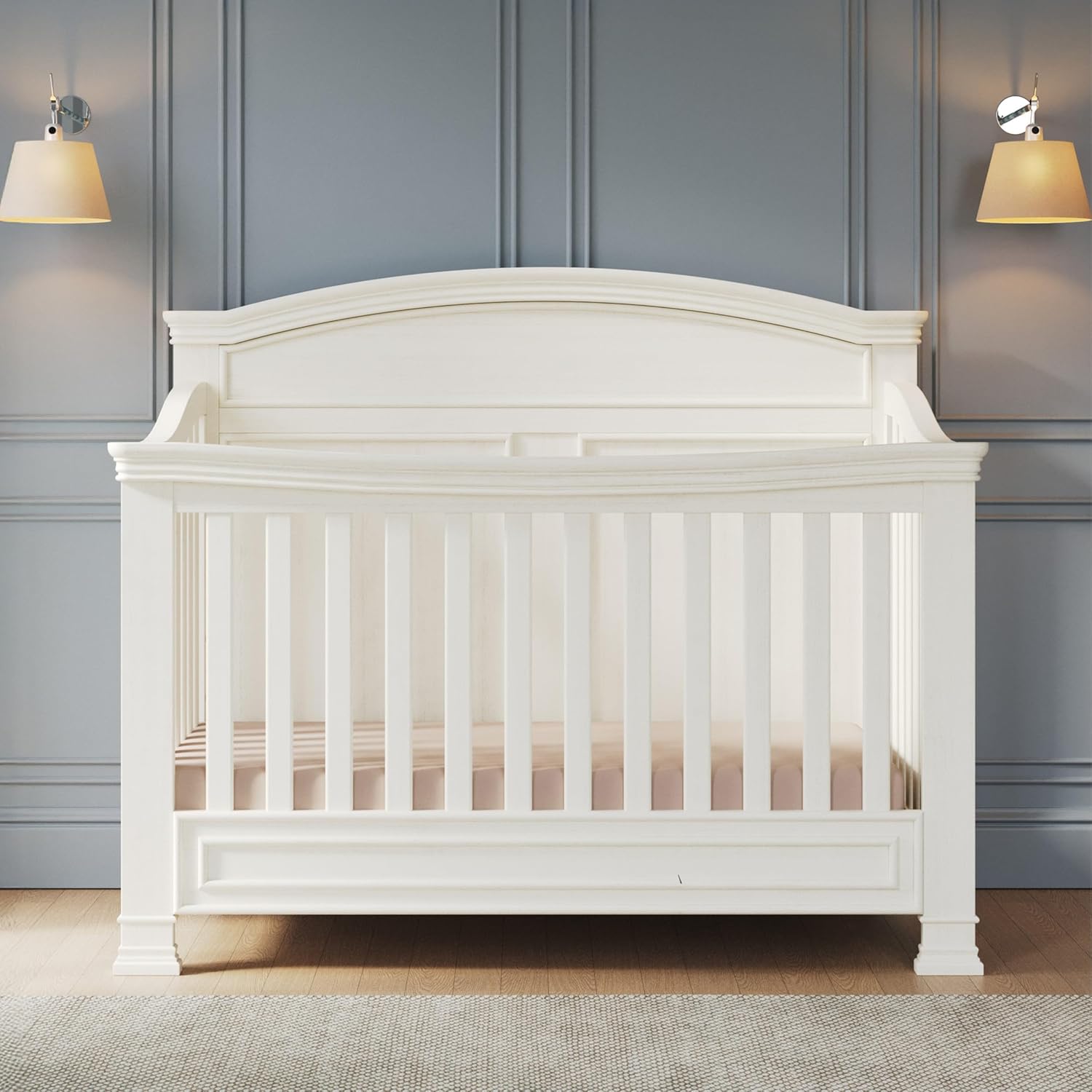 Child Craft Westgate Crib, Double Dresser, Chest, and Nightstand Nursery Set, 4-Piece, Includes 4-in-1 Convertible Crib, Dresser, Chest, and Nightstand (Vintage Linen)