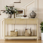 Lulive 51" Fluted Console Table for Entryway, Entryway Table with 3 Wooden Drawers, Farmhouse Behind Sofa Table for Living Room, Hallway, Couch, Foyer