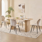 70.9" Large Dining Table Set for 4, [Rounded Edges] [Fully Assembled Table Base] Modern Wood Kitchen Dinner Table with 4 Boucle Chairs