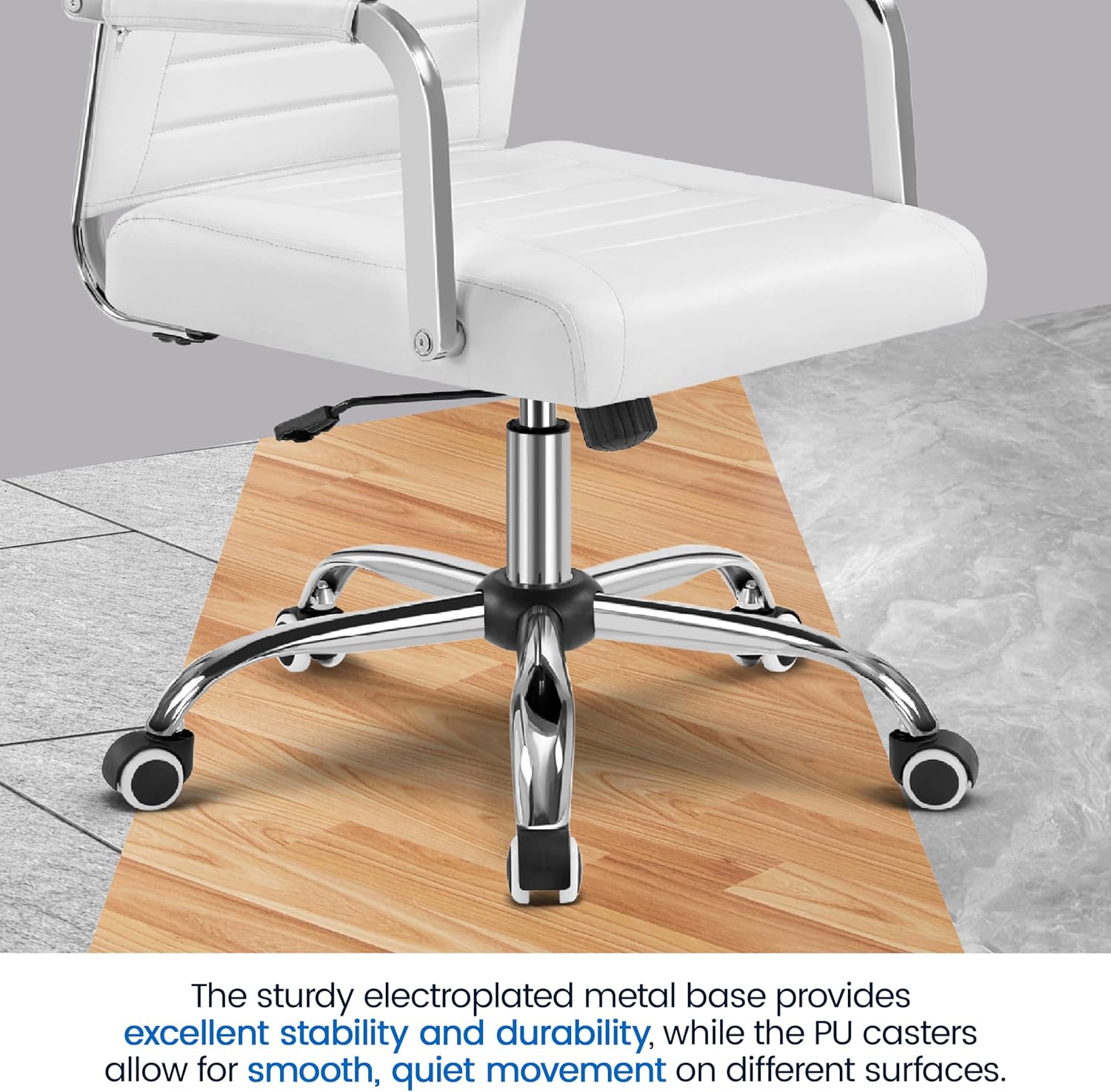 Yaheetech High-Back Office Desk Chair Executive Task Chair Management Chair PU Leather Chair Height Adjustable with Ergonomic Backrests for Conference and Home, White