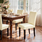 SyMax Dining Chairs Set of 4, Faux Leather Upholstered Dining Room Chairs, Modern Parsons Kitchen Chairs with Wood Legs, Cream(Only Chairs)