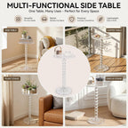 Acrylic Side Table, Clear Round End Table, Pedestal Side Tables 11.8" X 21.7", Modern Nightstand for Living Room Bedroom Balcony Decor, Easy Assembly for Small Spaces Transparent