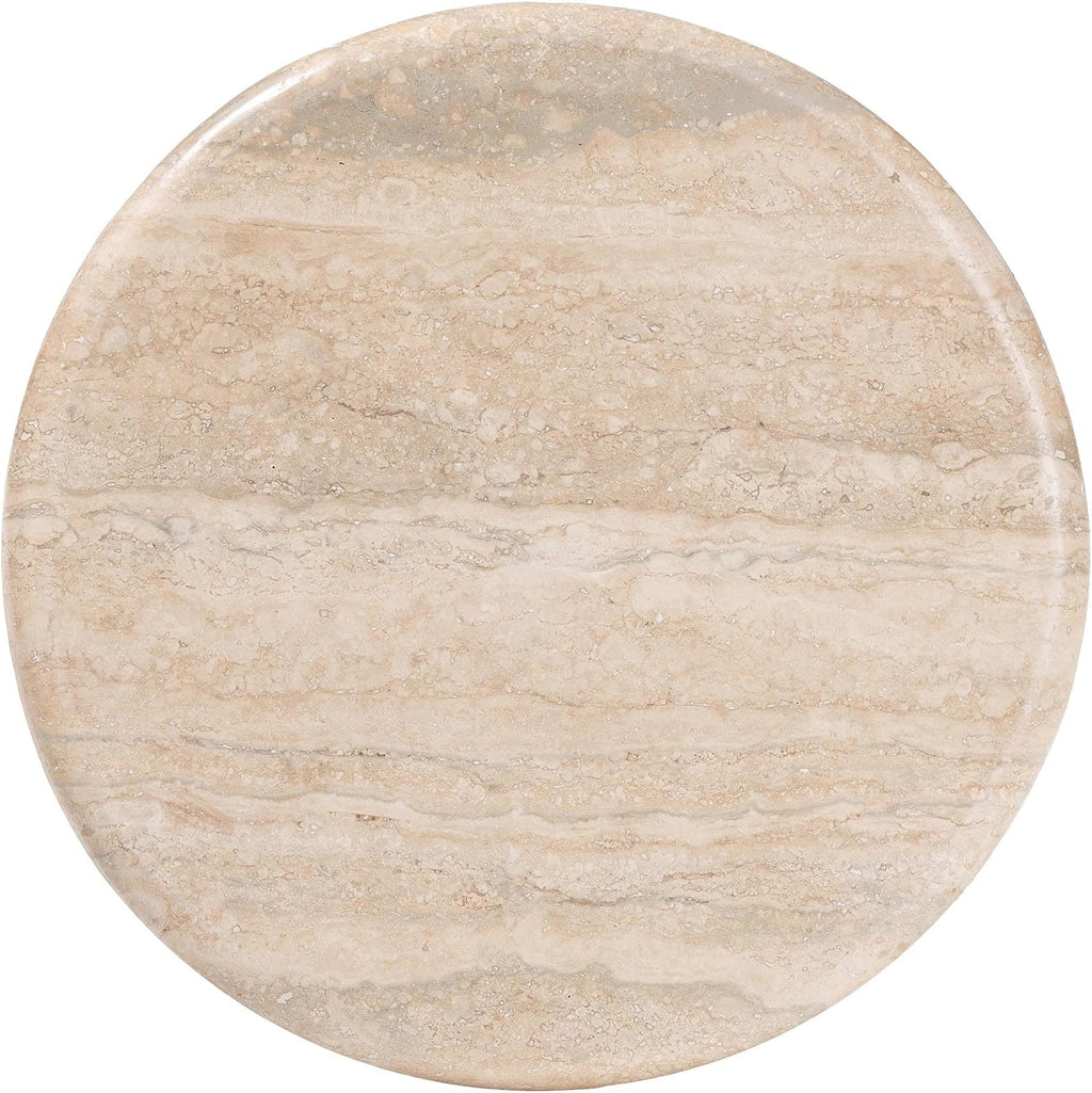 Bali & pari Usama End Table with Marble Stone Top - Sculpted Pedestal Accent Side Table for Living Room or Entryway