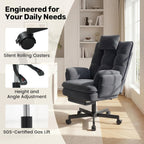 Criss Cross Office Chair with Flip-Up Armrests and Headrest, 135° Reclining Swivel Velvet Criss Cross Chair with Wheels & Foot Rest, Big and Tall Cloud Cross Legged Office Chair for Home, Gray