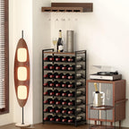 40 Bottle Wine Rack Freestanding Floor, 8-Tier Wine Storage Racks with Table Top, Detachable Wine Bottle Holder, Bar Stand Display Shelf for Kitchen, Bar, 18" L x 9.3" W x 33" H