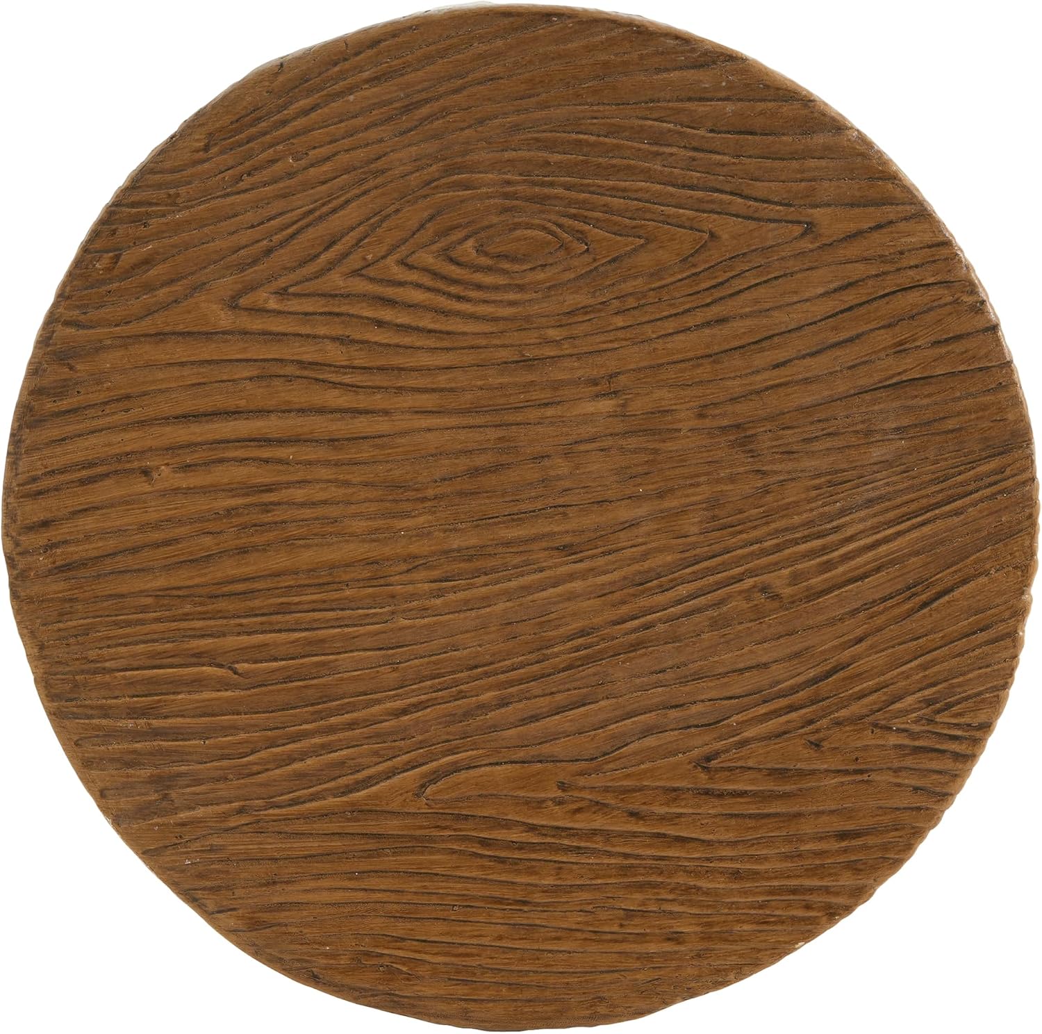 Elsie Outdoor Patio MGO Round Side Table, Rustic Accent End Table with Wood Grain Top and Textured Beige Base, Organic Modern Stand for Balcony Living Room Bedroom Garden